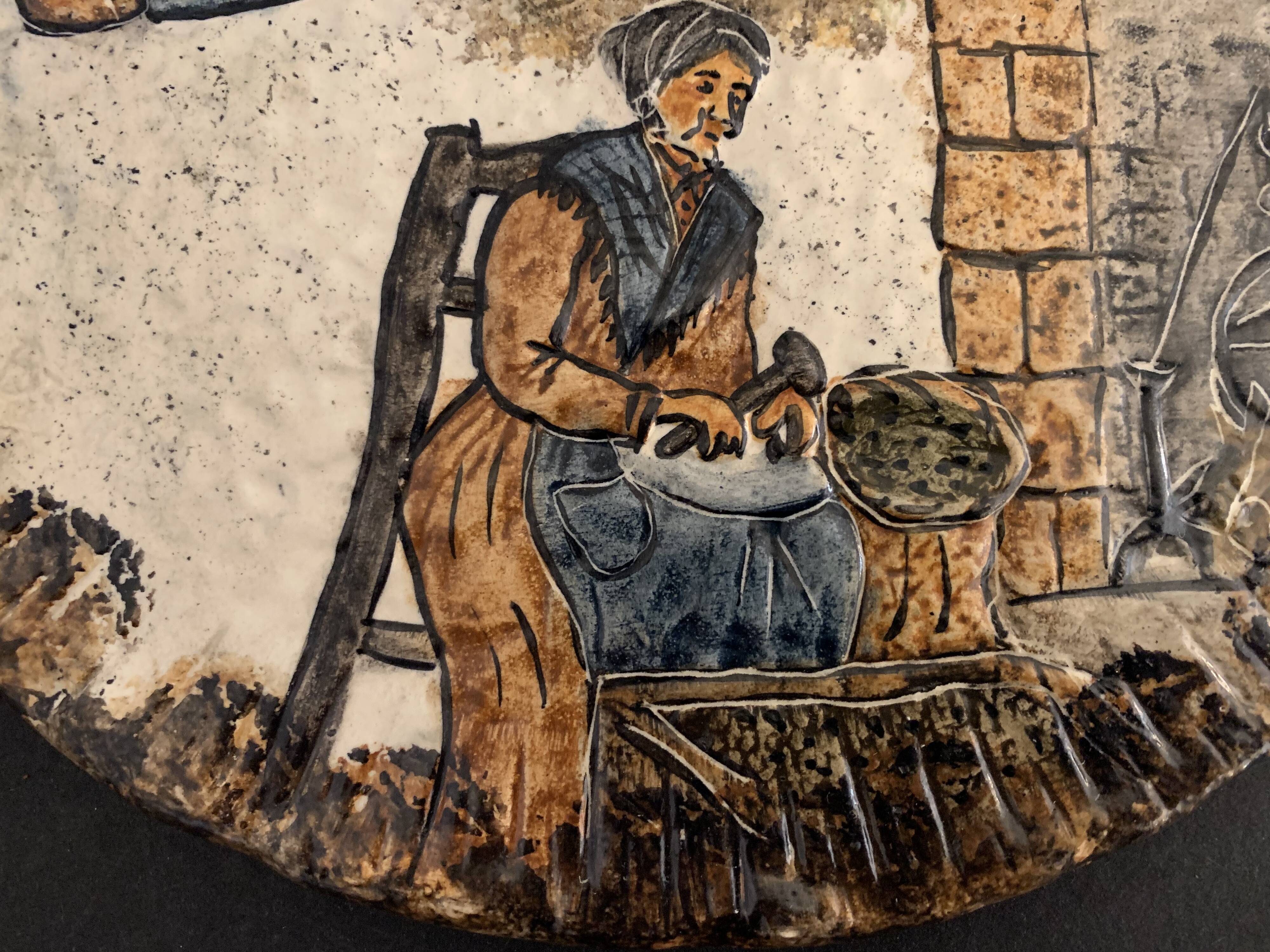 Bruno Dose ceramic cheese platter, Pottery du Breuil