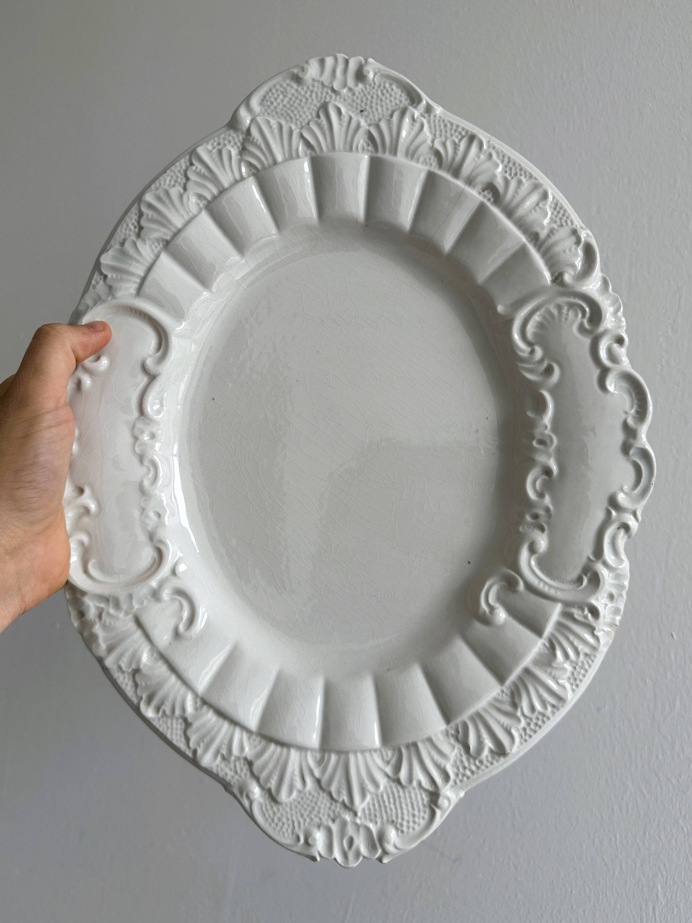 Antique white ceramic dish, made in Italy.