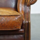 Vintage Sheepskin Leather Wingback Chair