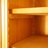 Modernist glass library in blond wood 1960