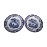 Set de 2 assiettes en porcelaine opaque de Creil  Sté Cricq Casaux et Cie médaille d'or 1834