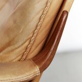 Berg Furniture Teak&Leather swivel Highback Lounge Chair