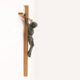 Antique realistic wooden crucifix, France ca. 1850