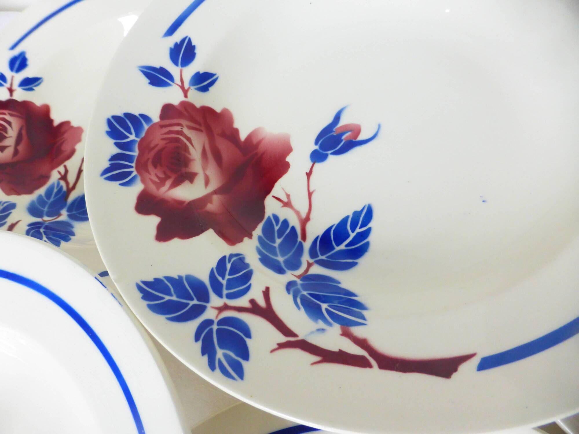 6 vintage K&G Luneville soup plates, Chantal model 221004
