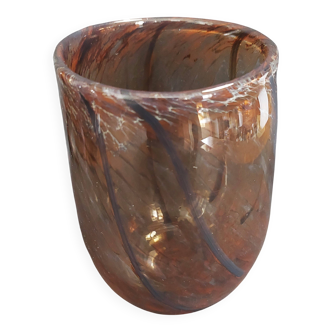 Vintage glass vase signed by Jean-Marie Bizet, dated November 1982.