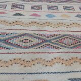 Handmade white carpet with patterns 90x200cm
