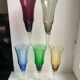 Set of 5 colorful champagne flutes feet worked 60-70s