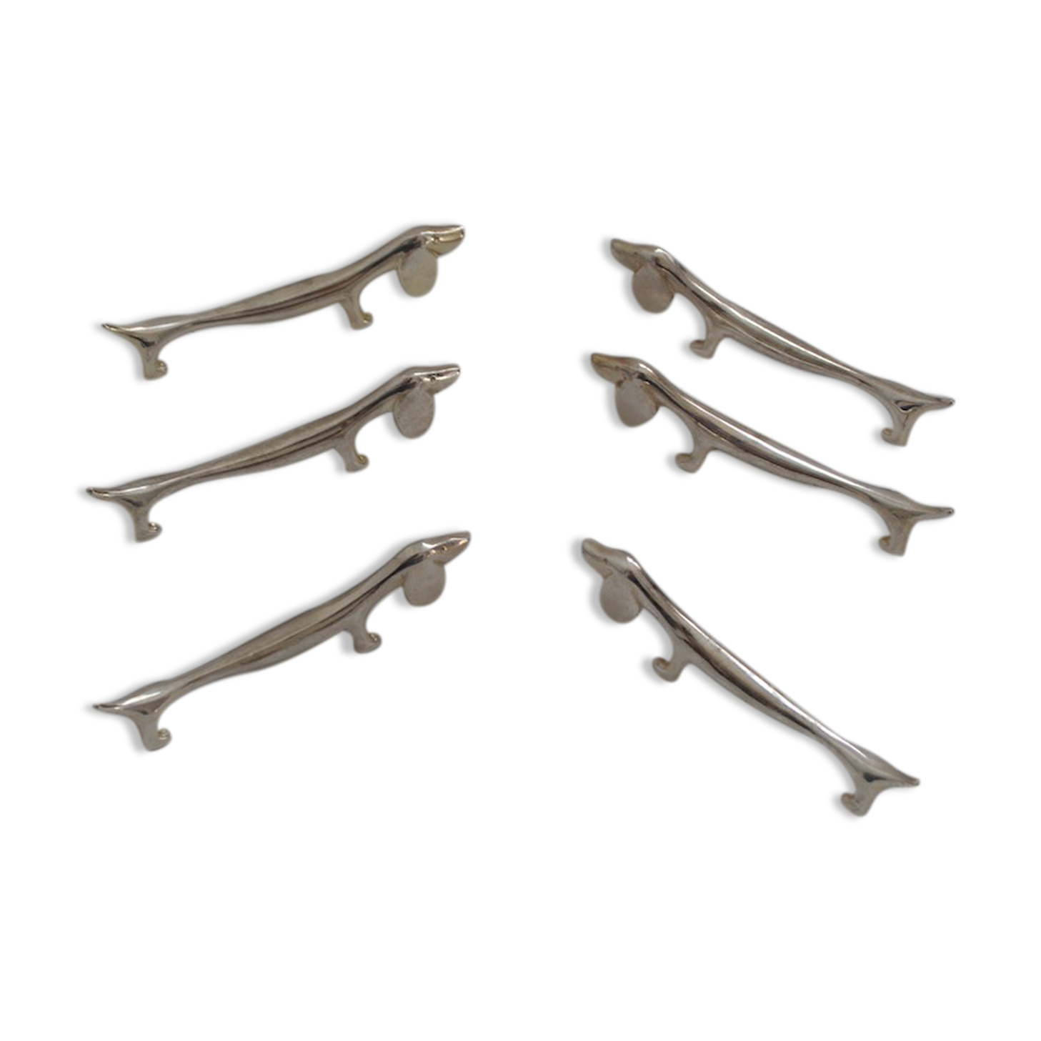 6 silver plated basset knife holders