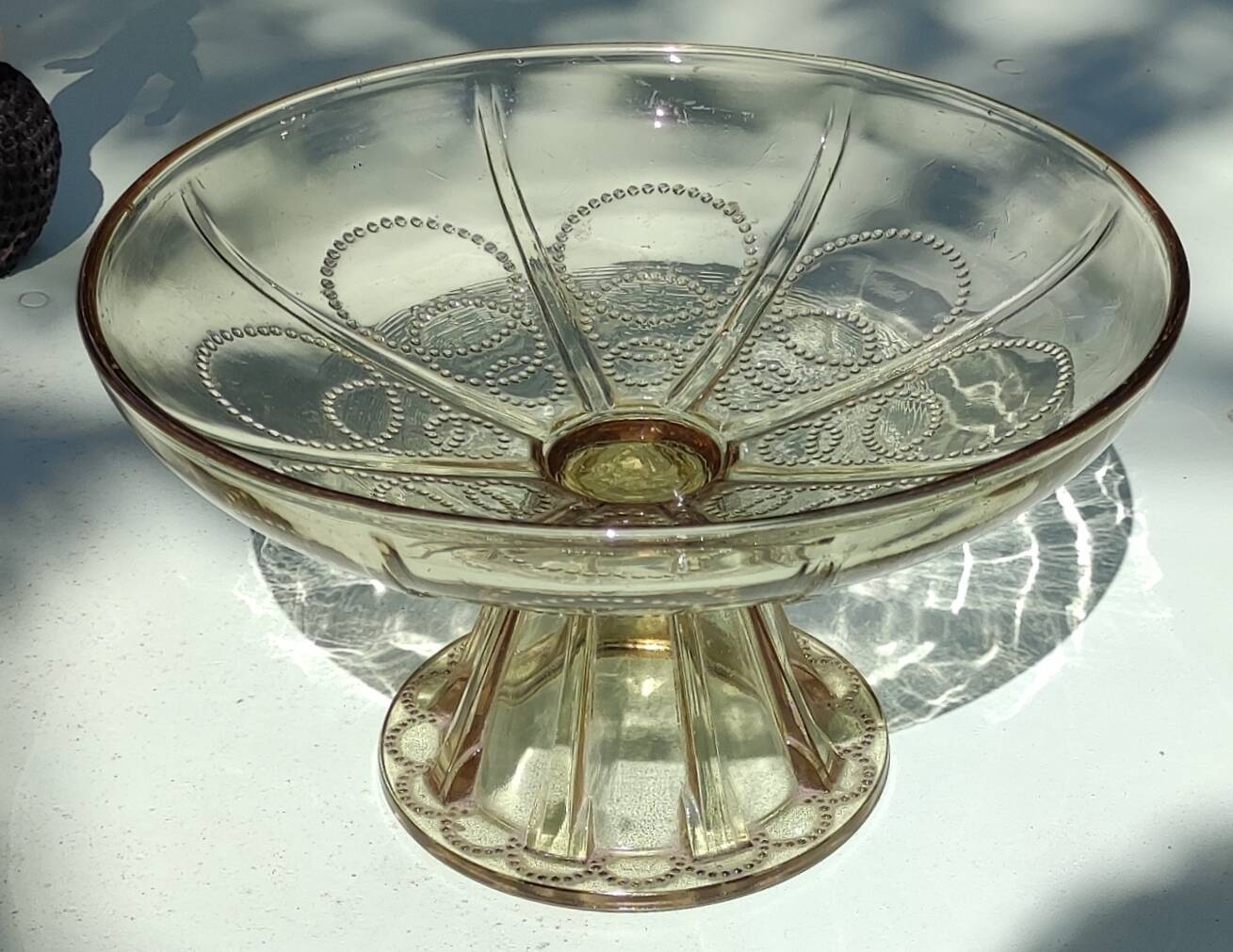 Old fruit bowl and smoked glass compotier