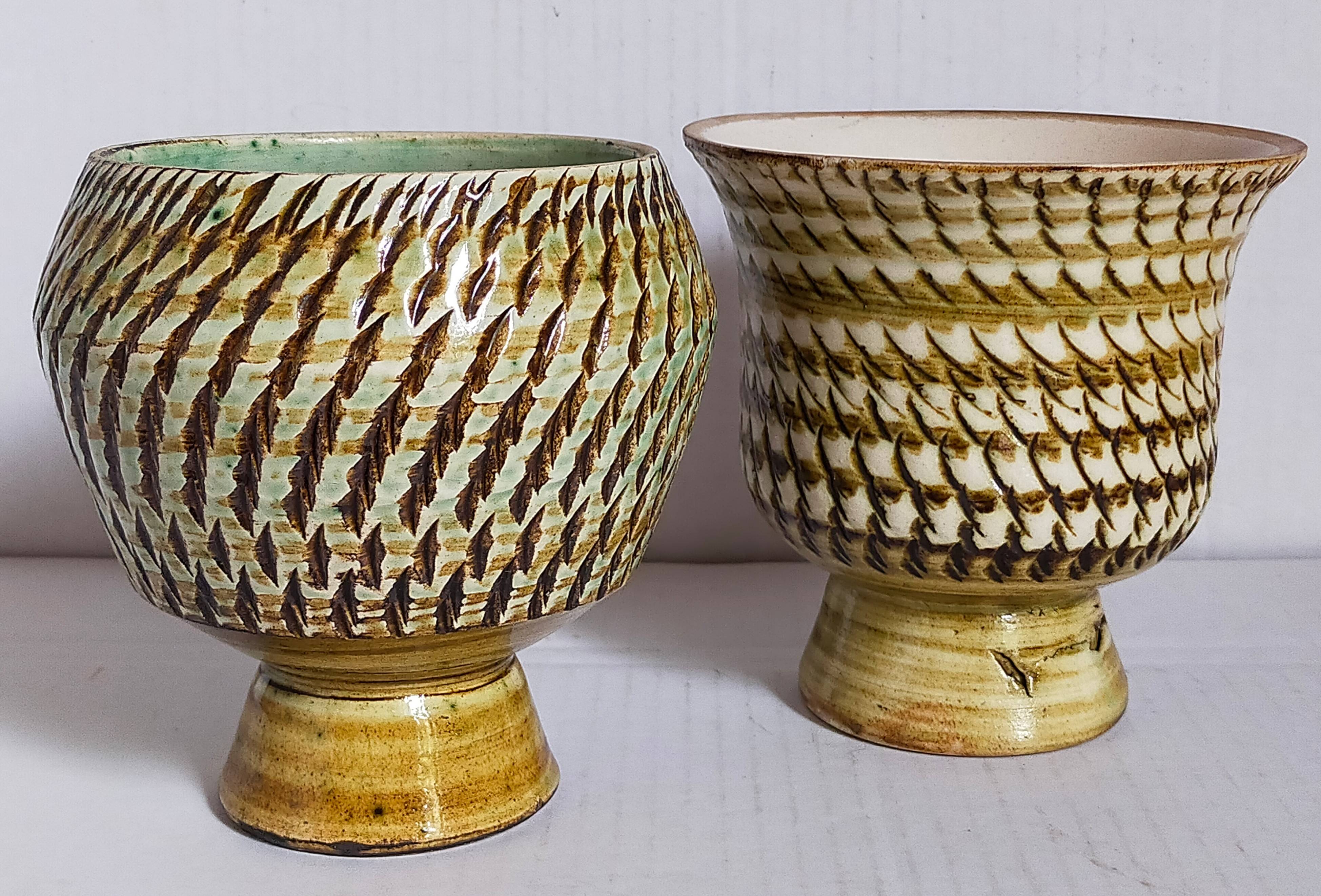 Duo of sacrificed ceramics Pottery by Pieter Groeneveldt 60s