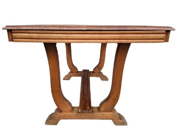 Table bureau extensible Art Déco 1930 piétement en accolades