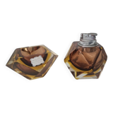 Murano Sommerso ashtray + table lighter set