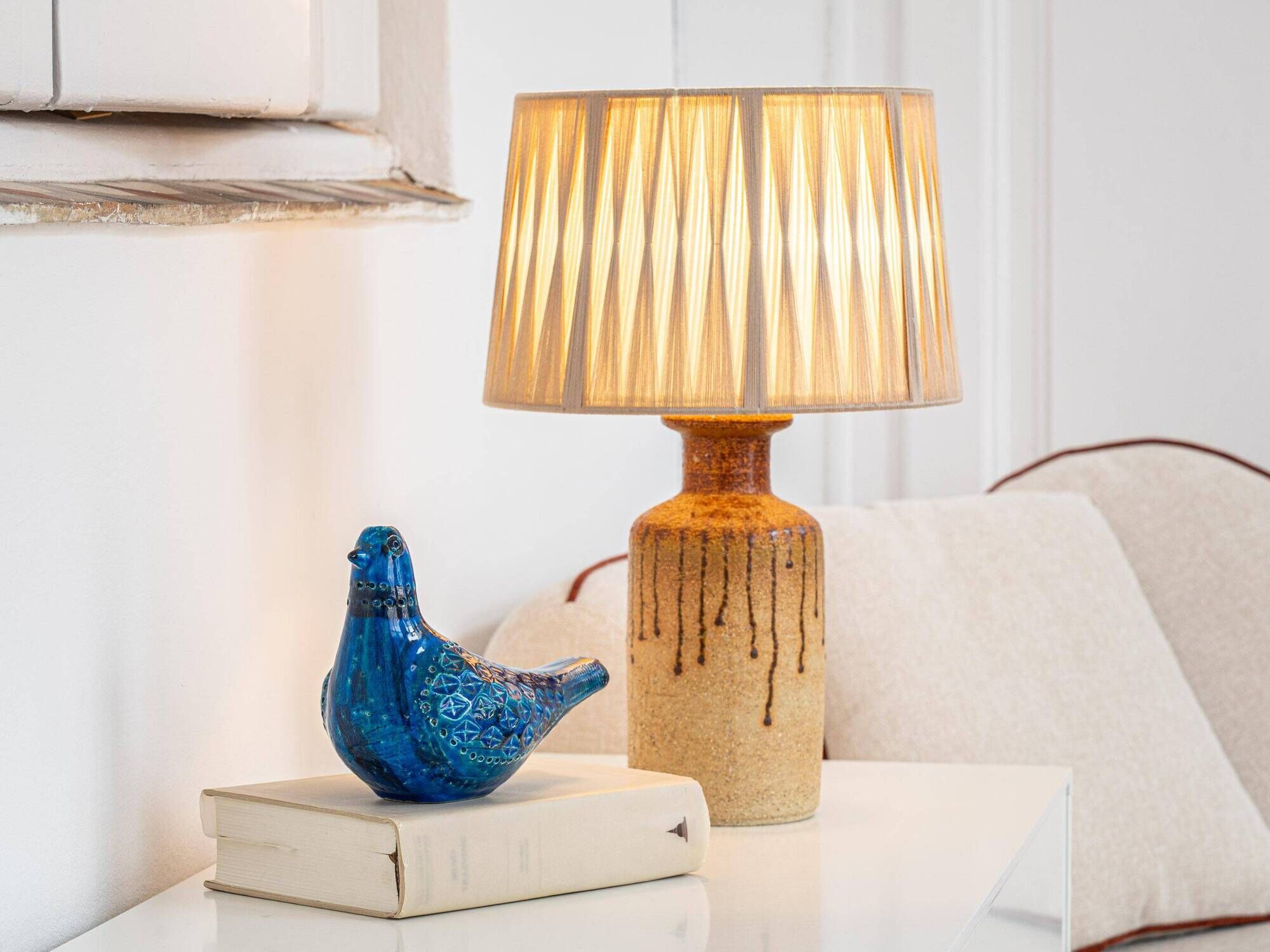 Søholm stoneware table lamp, organic contemporary, Denmark, 1960s, with new shade.