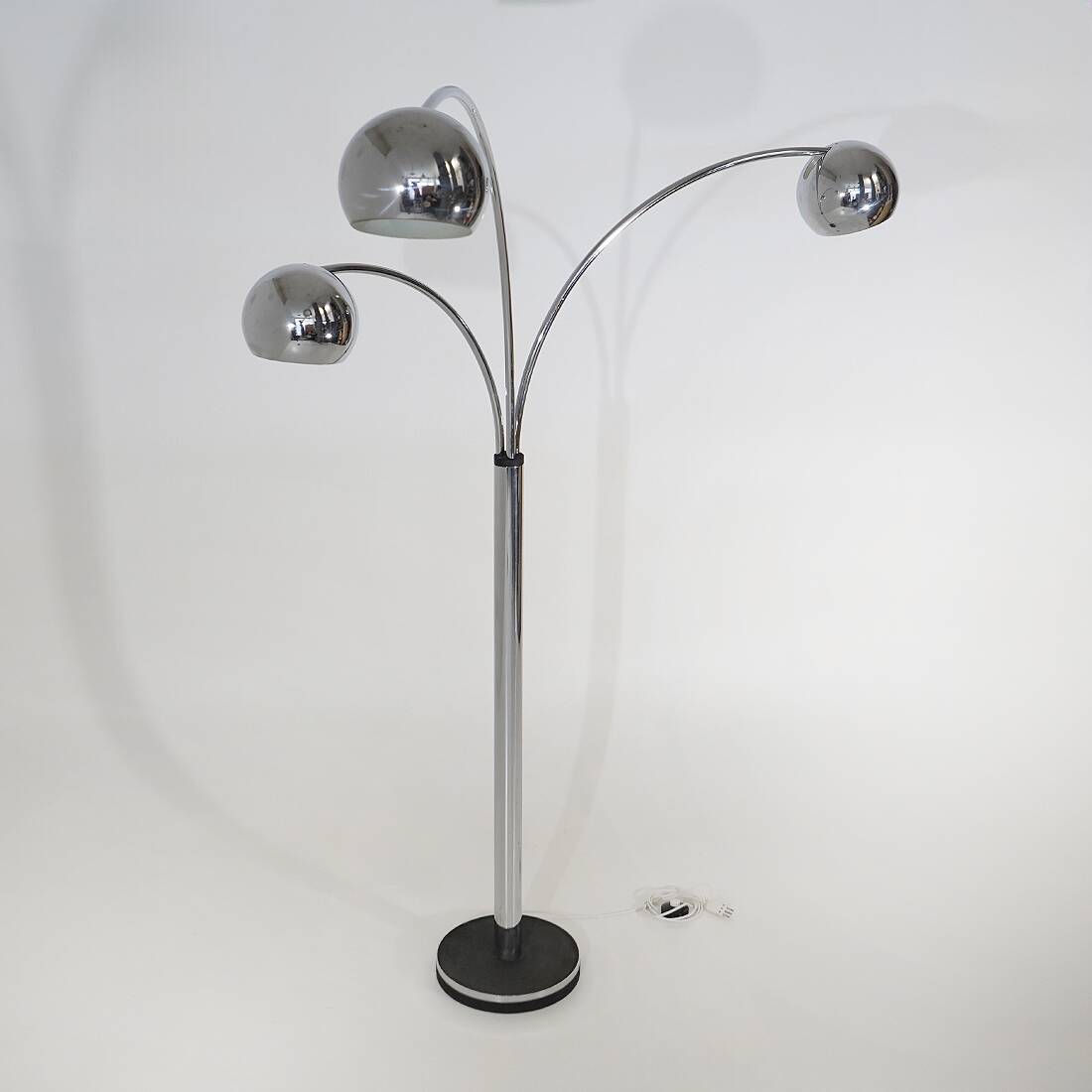 3-arm floor lamp in chromed metal, 1970s
