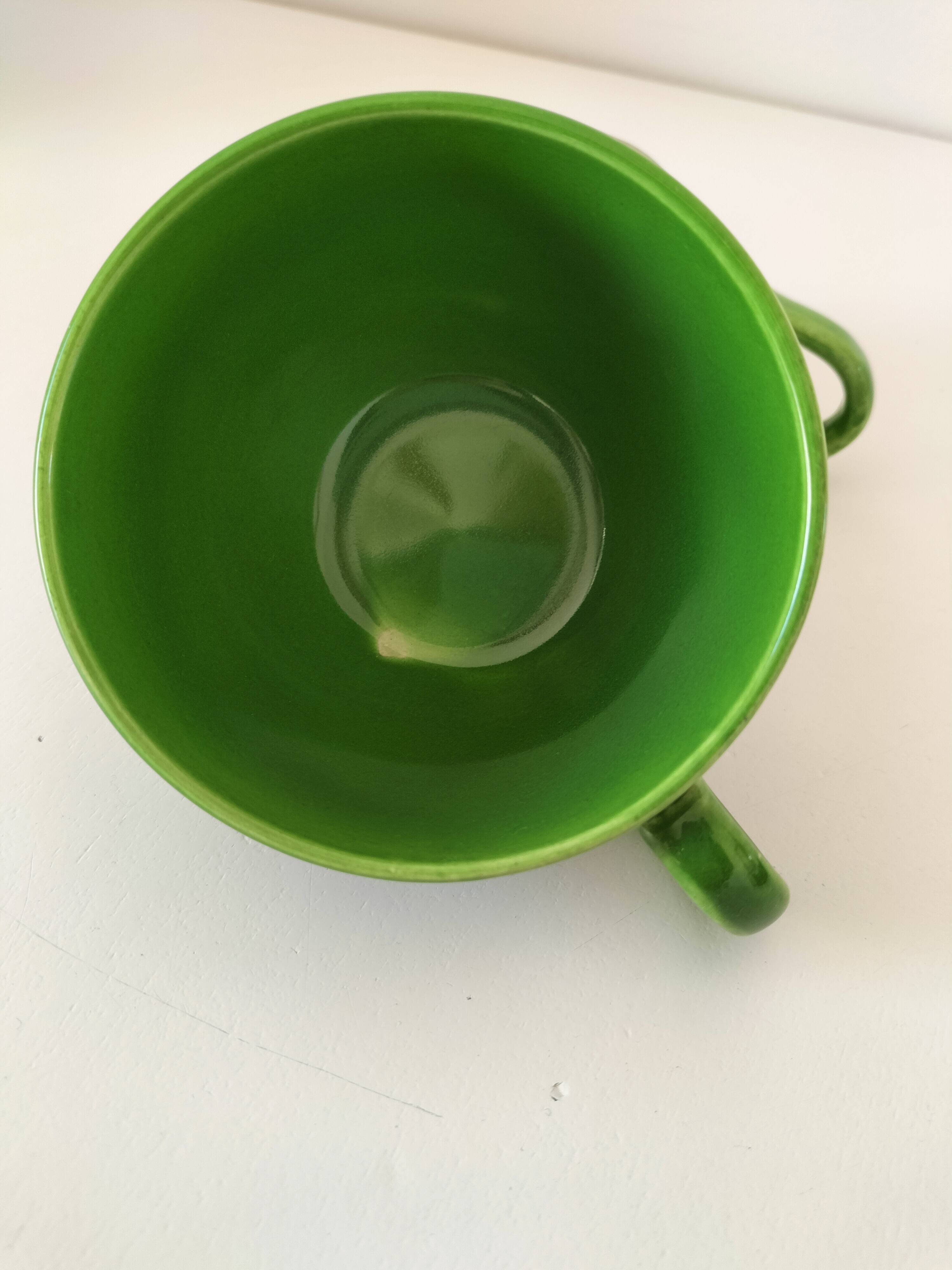 Vintage glazed ceramic cup duo