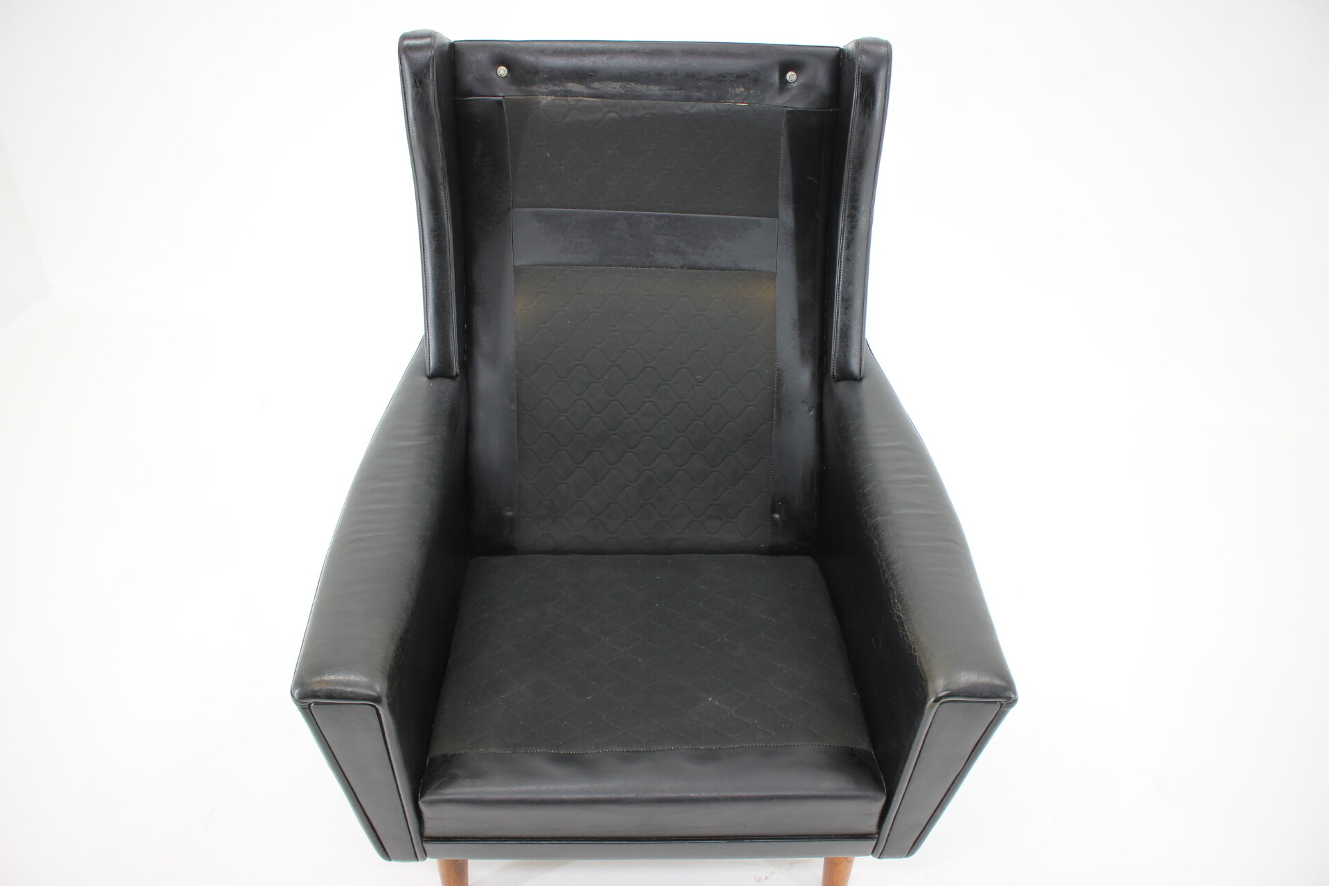 1970s leather wingback lounge chair, denmark