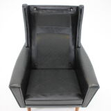 1970s leather wingback lounge chair, denmark