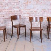 Art Deco Czech Chairs in Beech and Walnut from Thonet, 1940s, Set of 4