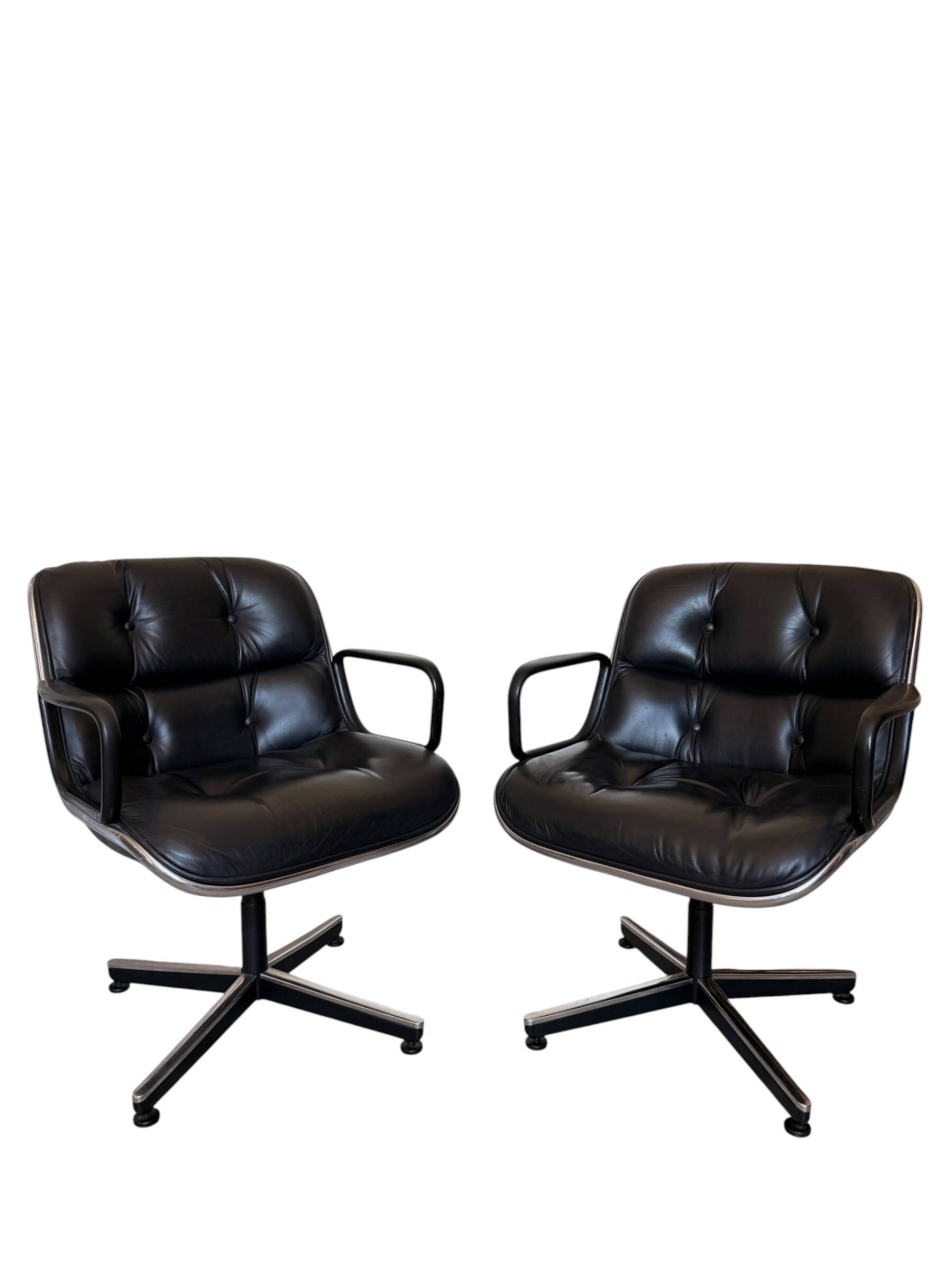Paire de Fauteuils "Executive" Pollock pour Knoll - Cuir Noir