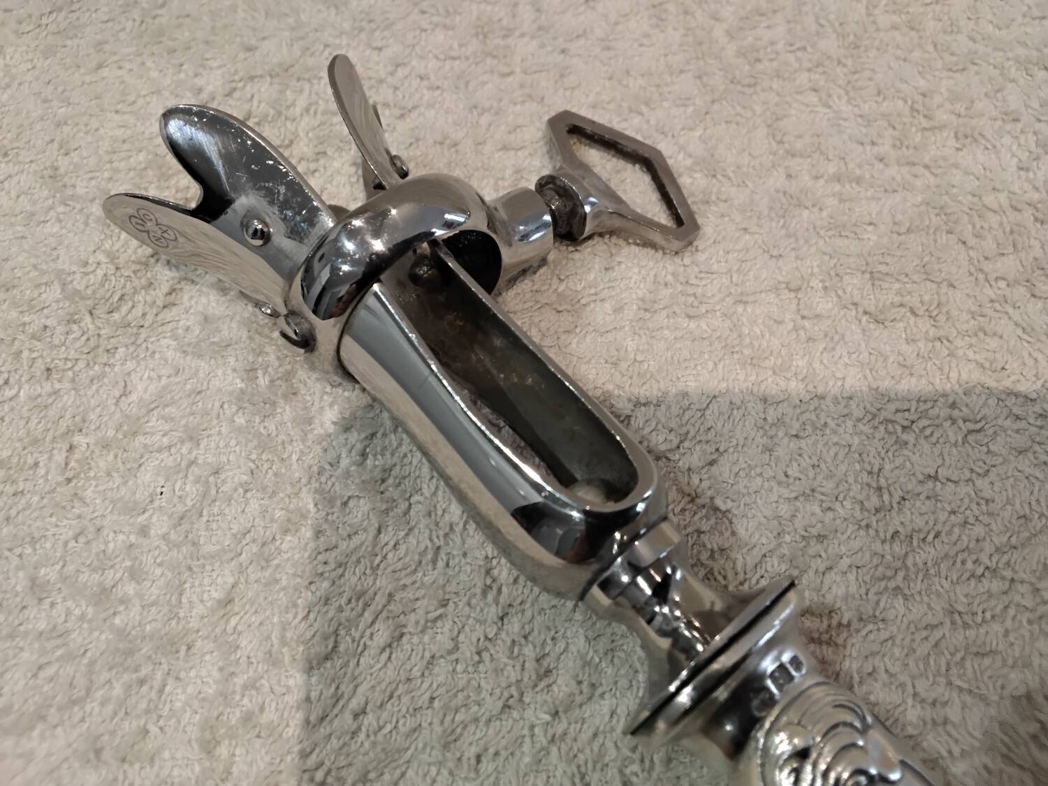 Leg of lamb handle, silver-plated metal handle, Christofle Marly silversmith, 21.6cm