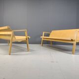 Vintage pair of plywood benches, 1960s