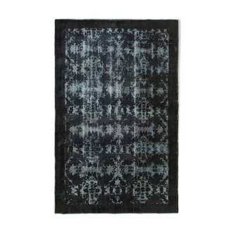Tapis hand-knotted hi-low pile oriental 1980s 185 cm x 292 cm black carpet