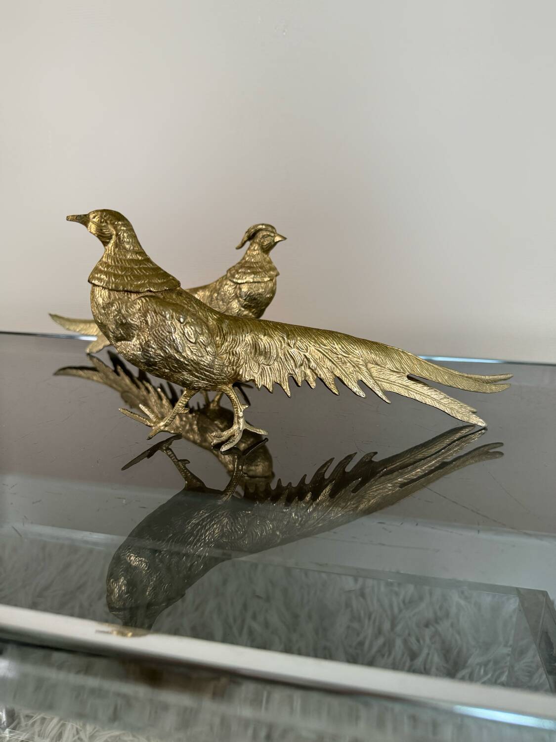 Decorative brass pheasants from the 70s (X2)