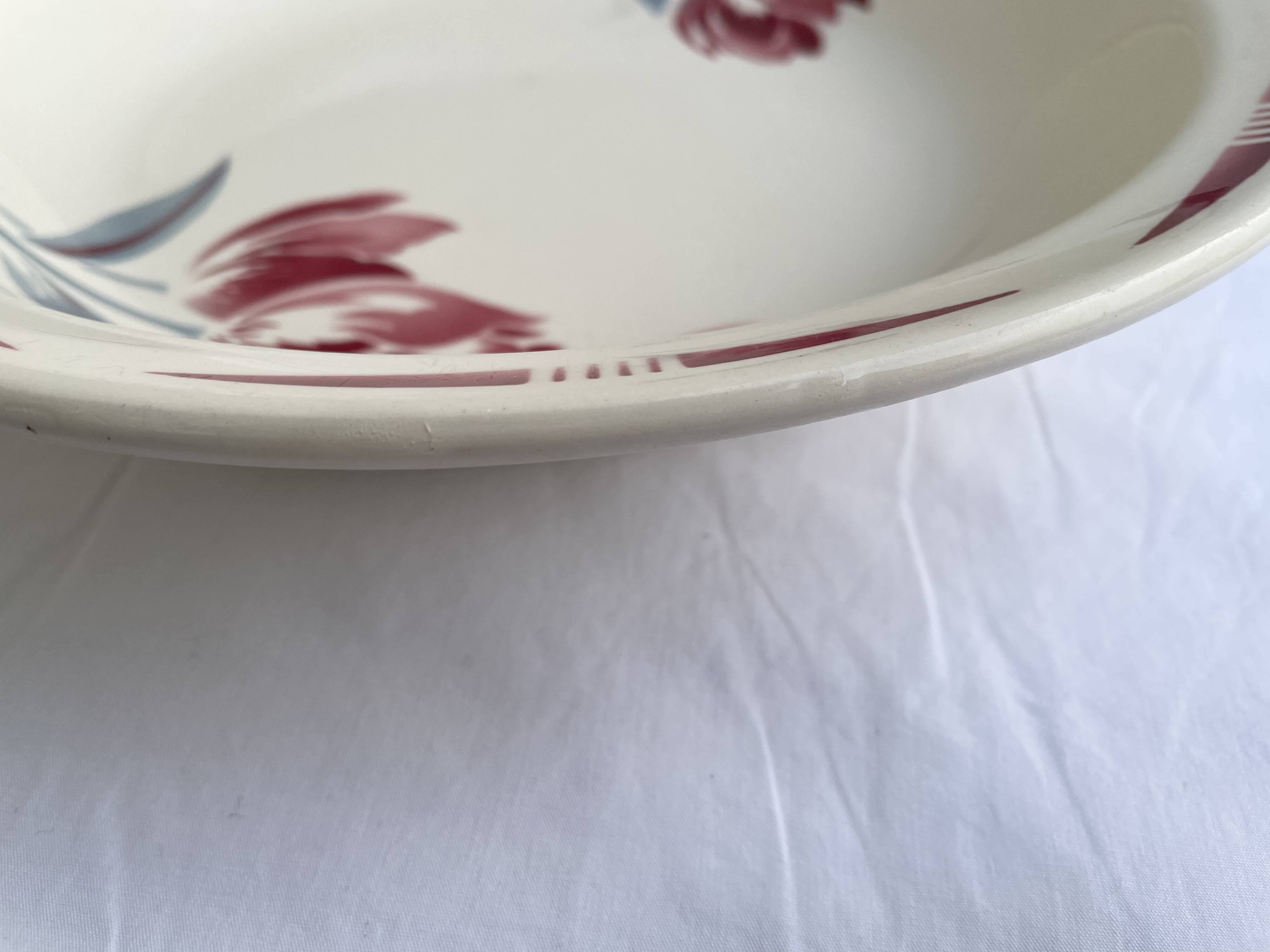Antique shallow dish Badonviller tulip decoration