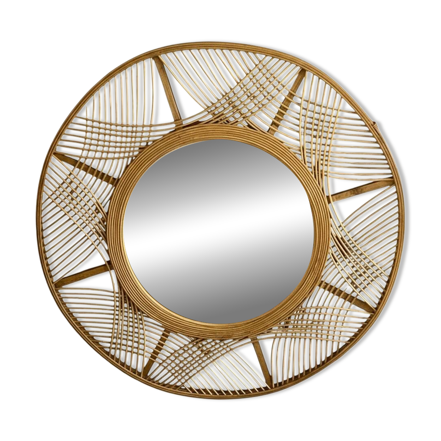 Miroir vintage en rotin