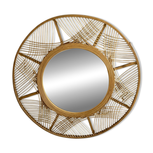 miroir vintage en rotin