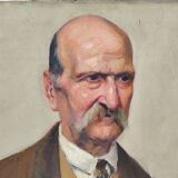 Portrait of grandfather, oil on canvas, L. Lambert, vintage
