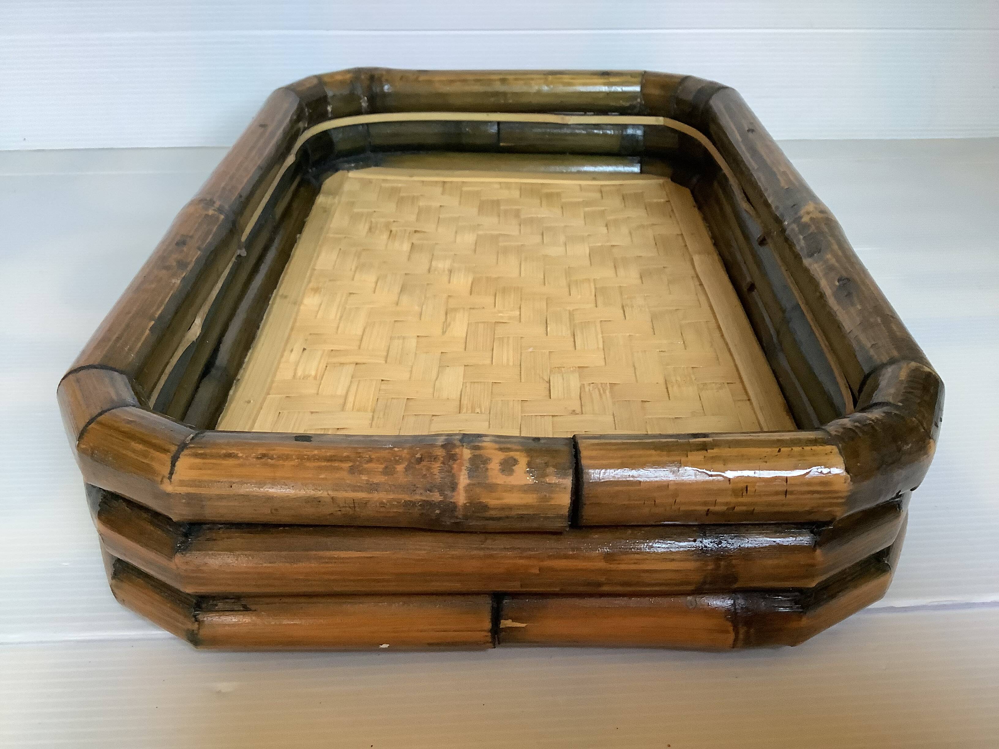 Vintage bamboo rattan tray