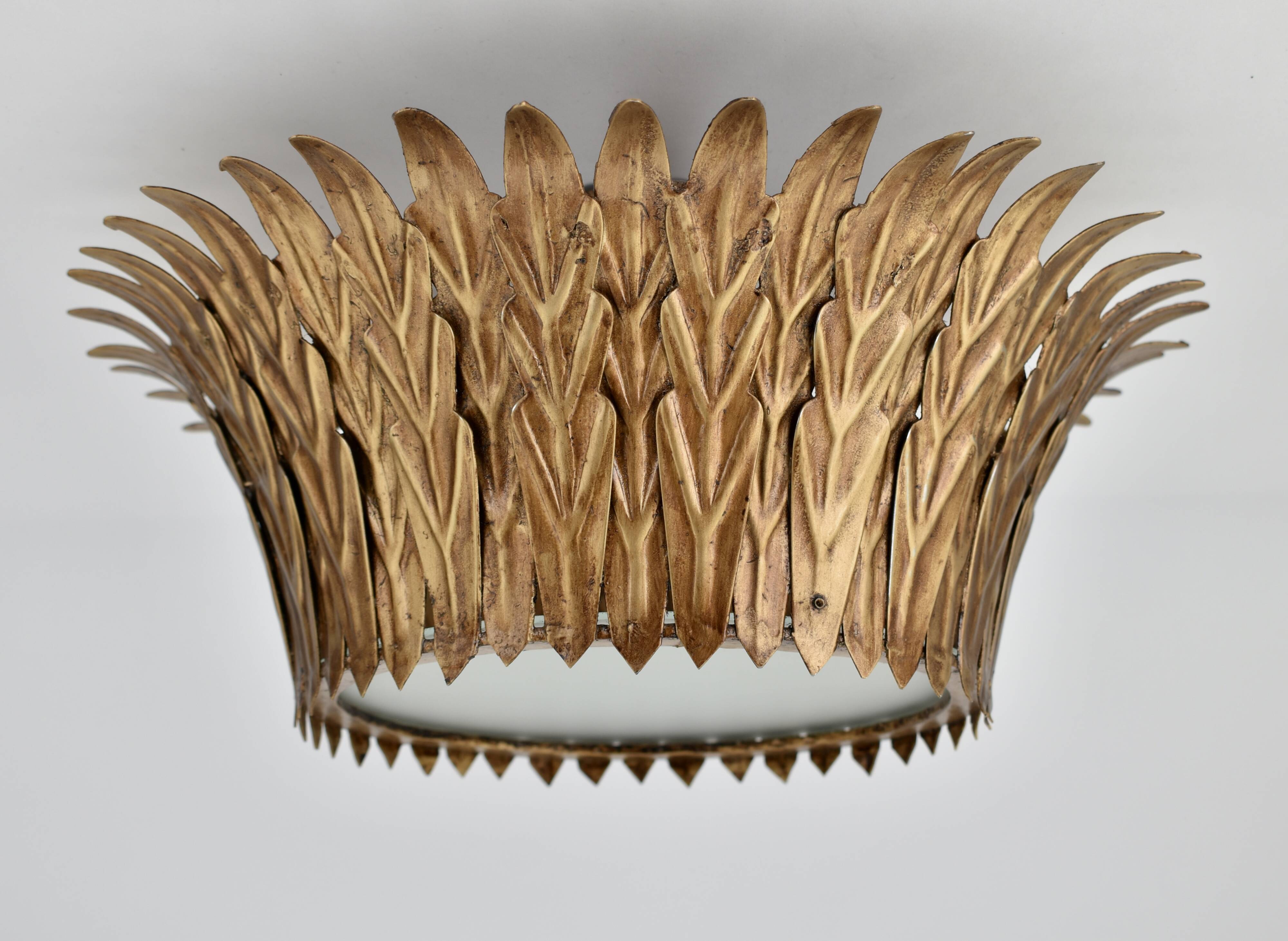 Mid-century Spanish flush mount sunburst