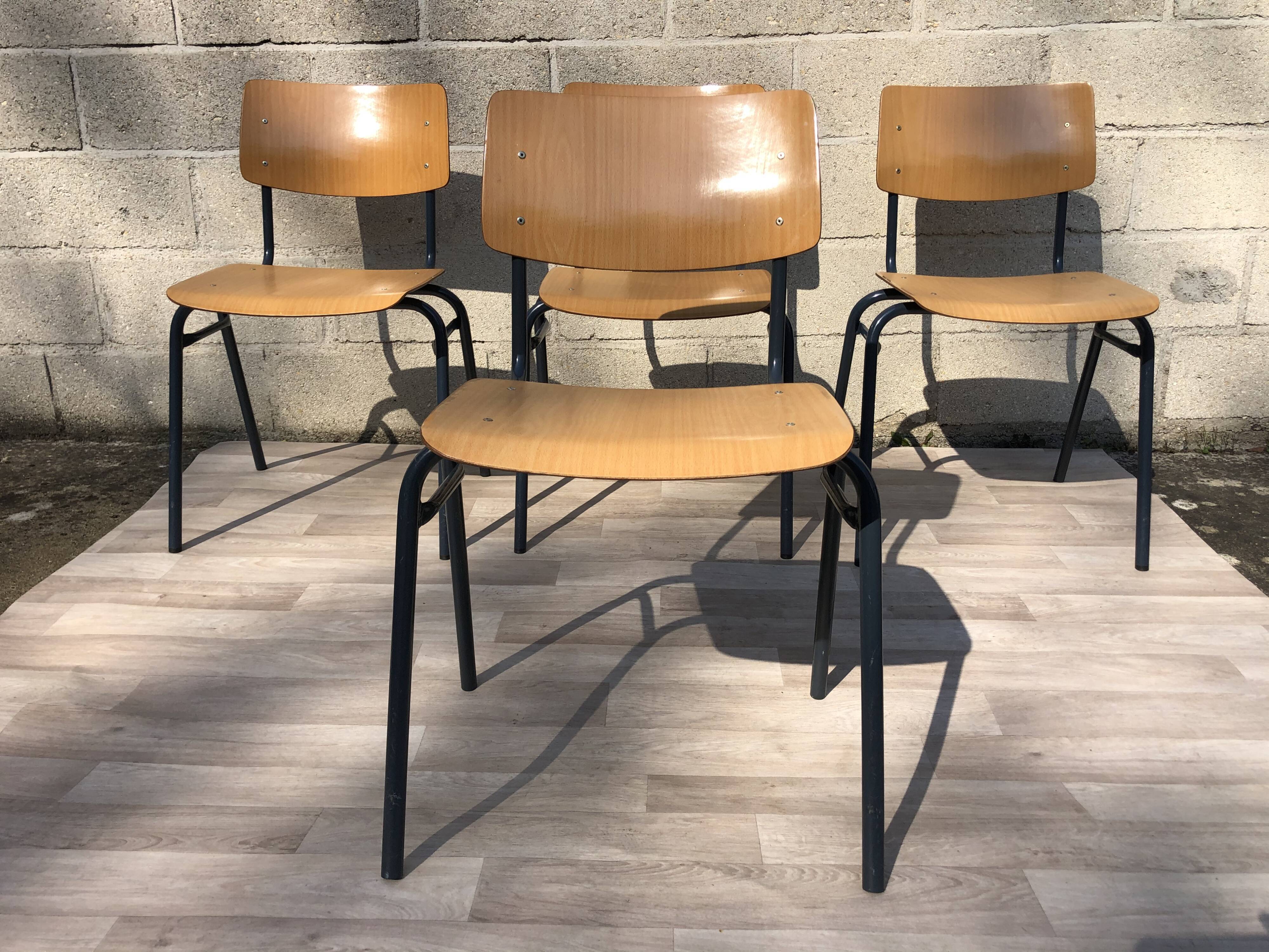 Lot de 4 chaises vintage Arhend Hollande