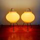 Paire de lampes tripode en celluloïd plissé vert pâle, 1960