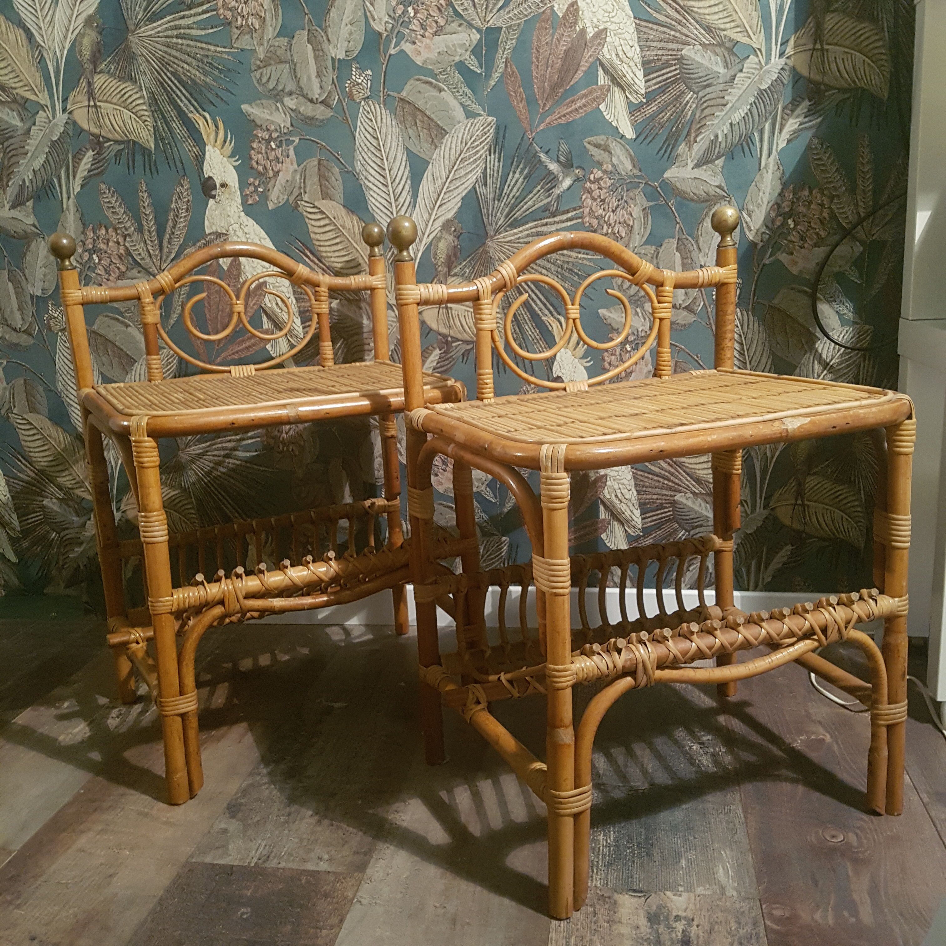Vintage rattan bedside table