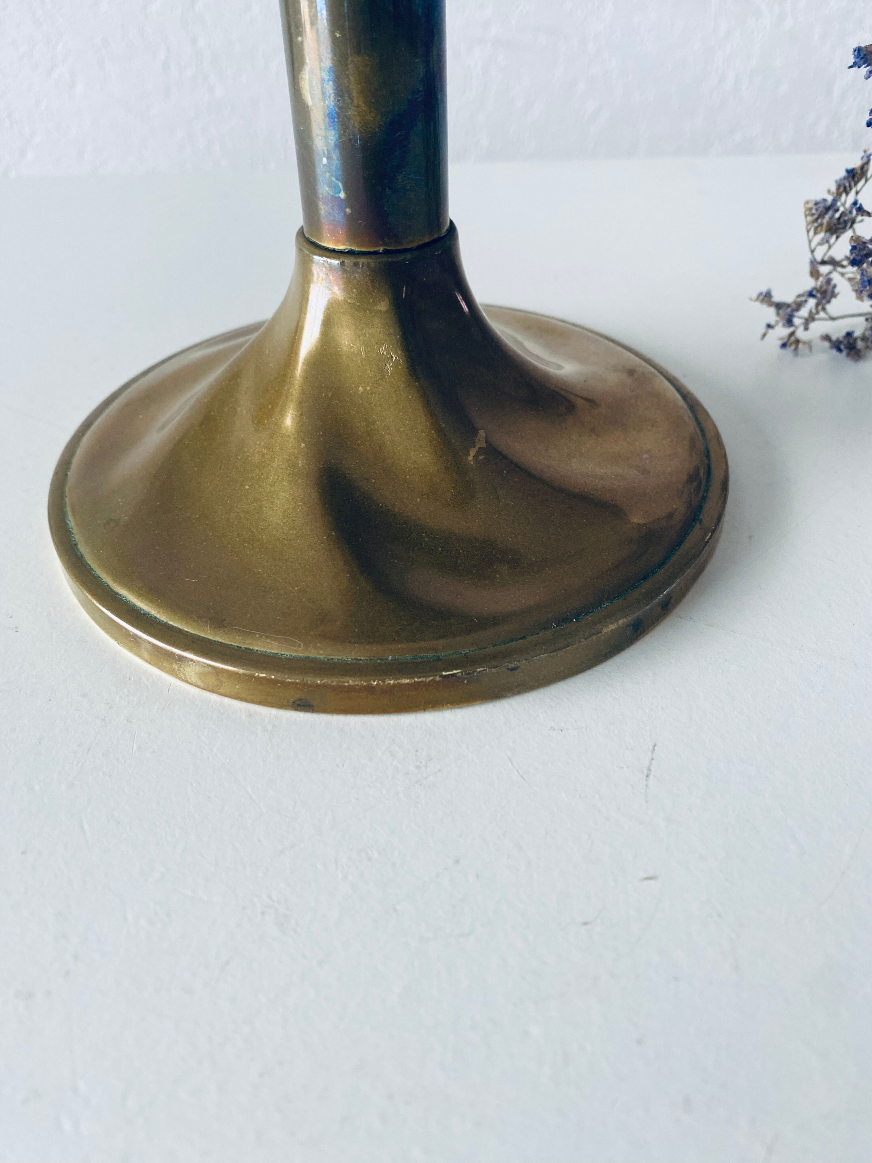 Antique golden brass candle holder