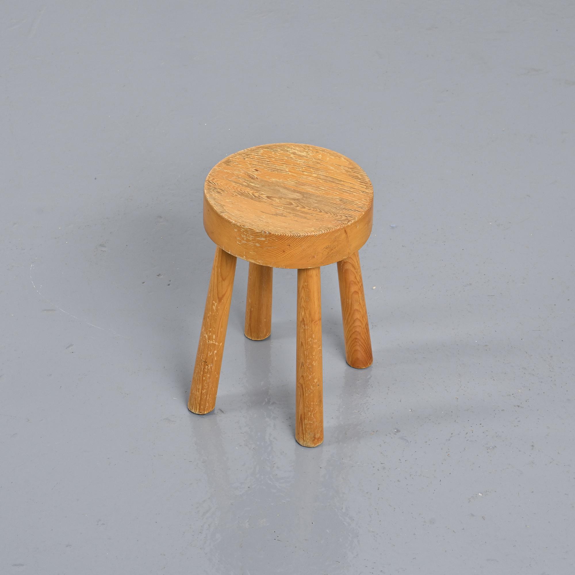 Solid pine stool, Charlotte Perriand 1960s