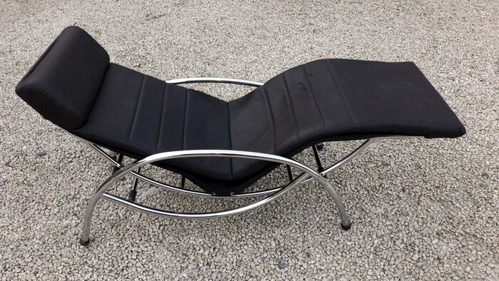 Long chair italian design 1970 in moleskine