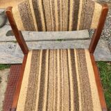 Vintage Scandinavian chairs in fabric and wooden footing.