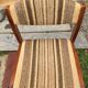 Vintage Scandinavian chairs in fabric and wooden footing.