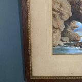 Aquarelle sur papier par Stanislas Pons pêcheurs à pied XIXe