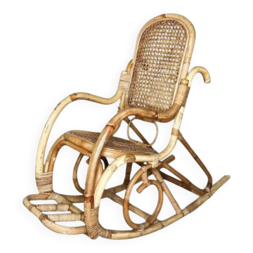 Rattan and cane rocking chair