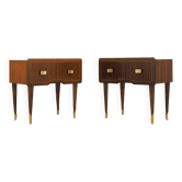 Two Bedside Cabinets, Mahogany Veneer, Italy, 1970s
