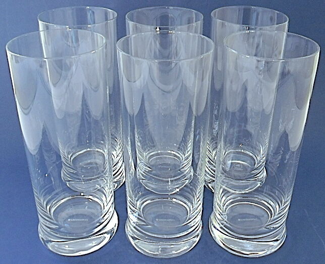 Suite of six glasses with orangeade, long drink, water or table in colorless crystal.