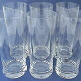 Suite of six glasses with orangeade, long drink, water or table in colorless crystal.