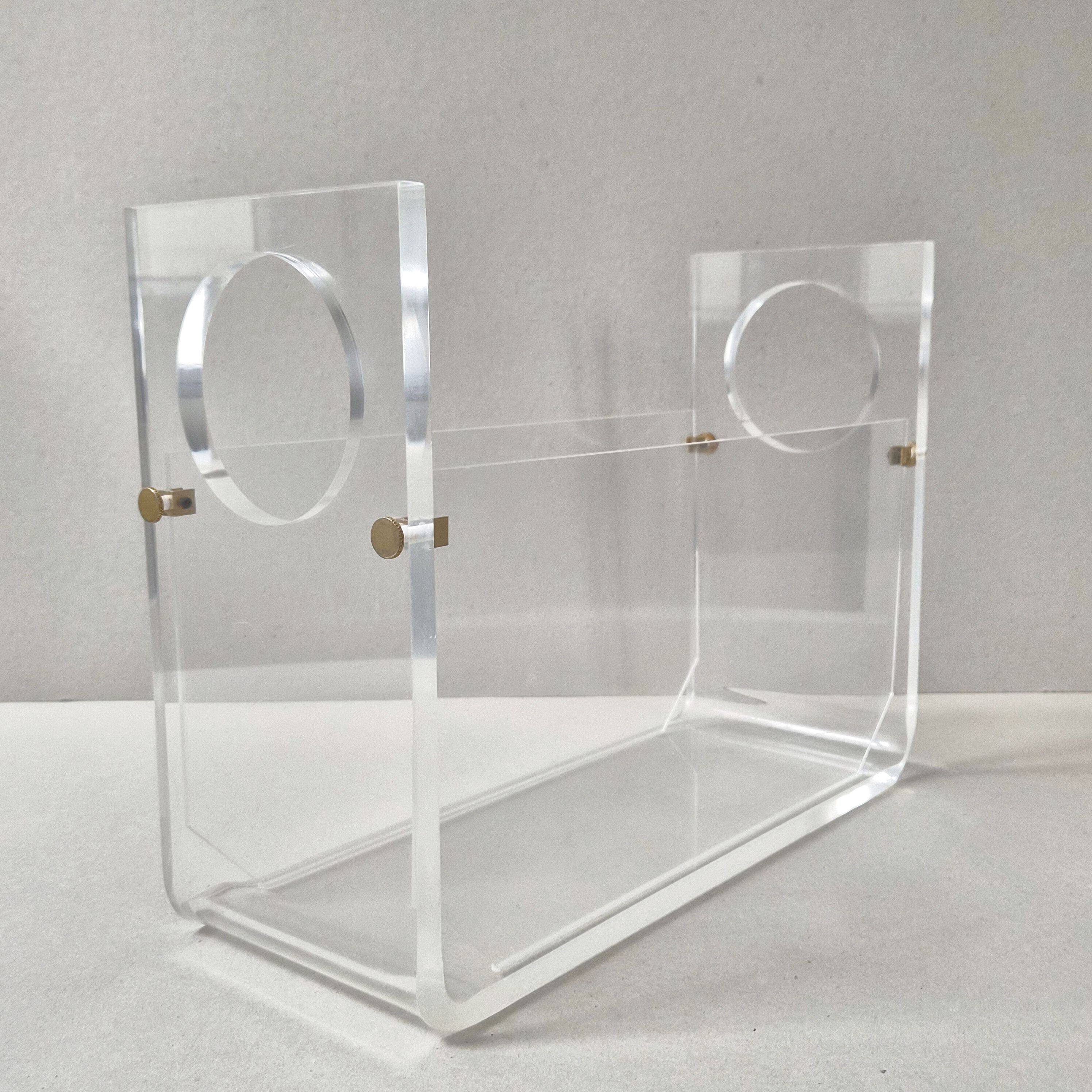 Vintage plexiglass magazine rack 1970