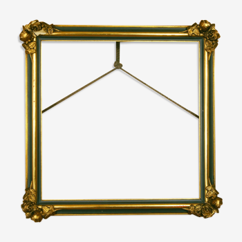 Frame decorated with nineteenth century roses, English green & gold leaf.