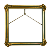 Frame decorated with nineteenth century roses, English green & gold leaf.