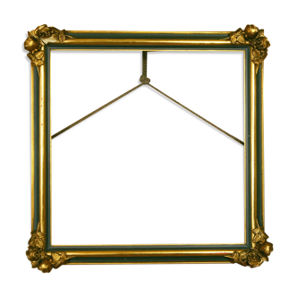 Frame decorated with nineteenth century roses, English green & gold leaf.